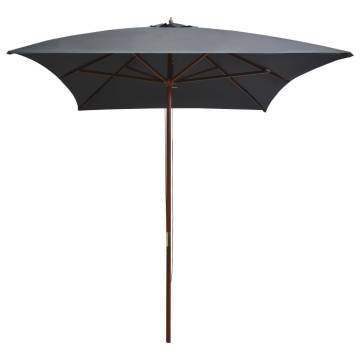 Elegant Outdoor Parasol with Wooden Pole - 200x300 cm Anthracite