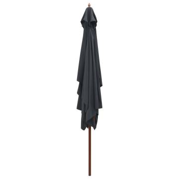 Elegant Outdoor Parasol with Wooden Pole - 200x300 cm Anthracite