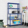 5-Layer Work Table with Shelves Blue Steel&Engineered Wood Colour blue Size 100 x 20/50 x 180 cm Quantity in Package 1 Amount 