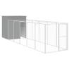 Light Grey Dog House with Run - Galvanised Steel | HipoMarket