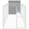 Light Grey Dog House with Run - Galvanised Steel | HipoMarket