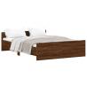 Brown Oak Double Bed Frame with Headboard & Footboard - 135x190 cm