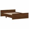 Brown Oak Double Bed Frame with Headboard & Footboard - 135x190 cm