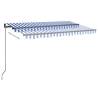 Manual Retractable Awning with LED - 450x350 cm Blue & White