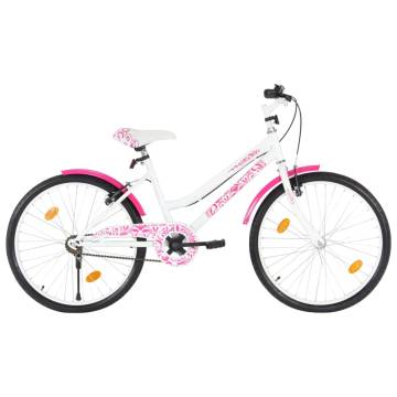 Stylish Kids Bike 24 inch Pink & White - Perfect Gift!