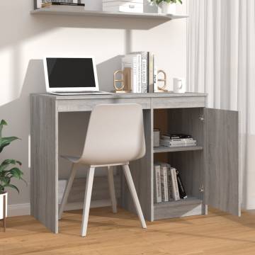 Sleek Grey Sonoma Desk - 100x50 cm | Durable Engineered Wood