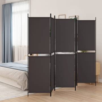 5-Panel Room Divider Brown 250x200 cm Fabric - HipoMarket