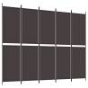 5-Panel Room Divider Brown 250x200 cm Fabric - HipoMarket