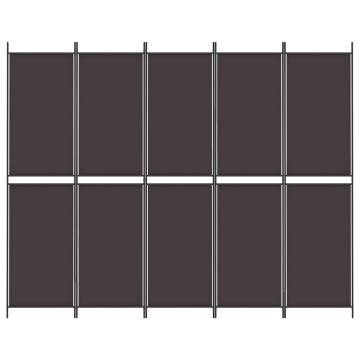 5-Panel Room Divider Brown 250x200 cm Fabric - HipoMarket