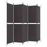 5-Panel Room Divider Brown 250x200 cm Fabric - HipoMarket