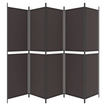 5-Panel Room Divider Brown 250x200 cm Fabric - HipoMarket