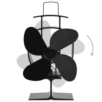 Heat Powered Stove Fan - 4 Blades Black | HipoMarket UK