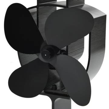 Heat Powered Stove Fan - 4 Blades Black | HipoMarket UK