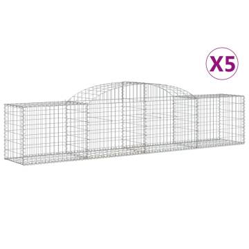 Arched Gabion Baskets - 5 pcs Galvanised Iron | HipoMarket