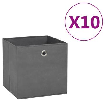 Stylish Non-woven Storage Boxes - 10 pcs Grey 28x28x28 cm