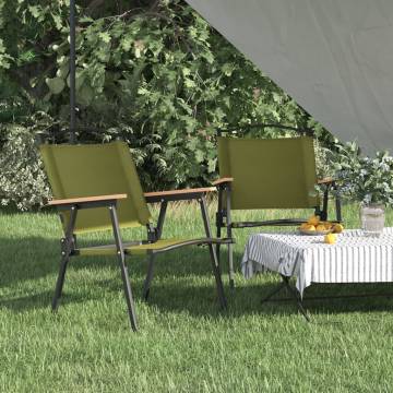 Camping Chairs 2 pcs Green - Durable Oxford Fabric | HiPoMarket