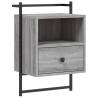 Wall-Mounted Grey Sonoma Bedside Cabinet - 40x30x61 cm