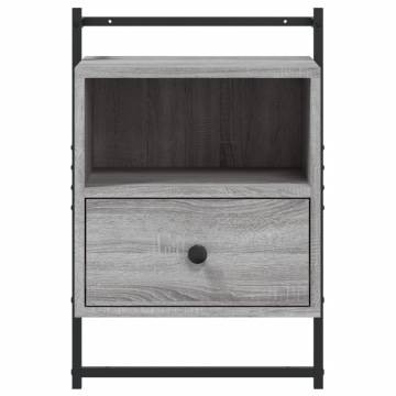 Wall-Mounted Grey Sonoma Bedside Cabinet - 40x30x61 cm