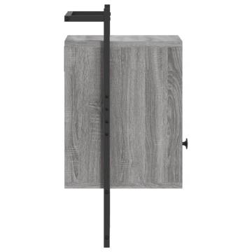 Wall-Mounted Grey Sonoma Bedside Cabinet - 40x30x61 cm