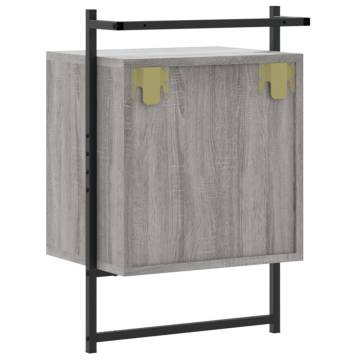 Wall-Mounted Grey Sonoma Bedside Cabinet - 40x30x61 cm