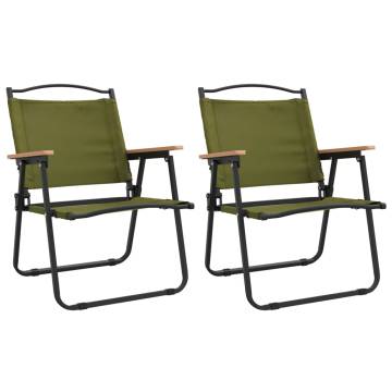 Camping Chairs 2 pcs Green - Durable Oxford Fabric | HiPoMarket