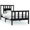 Black Solid Wood Pine Bed Frame with Headboard - 100x200 cm