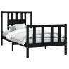 Black Solid Wood Pine Bed Frame with Headboard - 100x200 cm