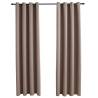 Taupe Blackout Curtains with Metal Rings - 140x175 cm