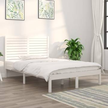 White Solid Wood Bed Frame 120x190 cm | Small Double Design