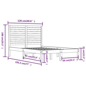 White Solid Wood Bed Frame 120x190 cm | Small Double Design