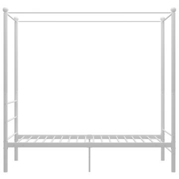 Canopy Bed Frame White Metal 90x200 cm - Stylish & Durable