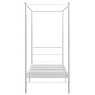 Canopy Bed Frame White Metal 90x200 cm - Stylish & Durable