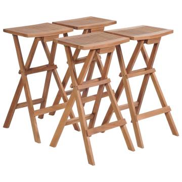 Elegant Folding Bar Stools Set - Solid Teak Wood | Hipomarket