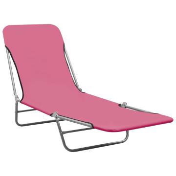 Folding Sun Loungers 2 pcs - Pink Steel & Fabric