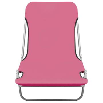 Folding Sun Loungers 2 pcs - Pink Steel & Fabric