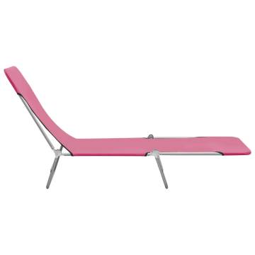 Folding Sun Loungers 2 pcs - Pink Steel & Fabric