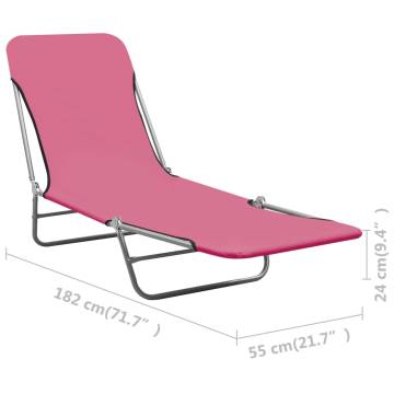 Folding Sun Loungers 2 pcs - Pink Steel & Fabric