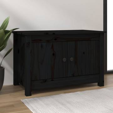 Elegant Black Shoe Cabinet - Solid Pine 70x38x45.5 cm