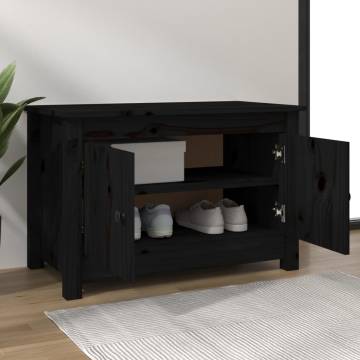 Elegant Black Shoe Cabinet - Solid Pine 70x38x45.5 cm