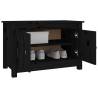 Elegant Black Shoe Cabinet - Solid Pine 70x38x45.5 cm