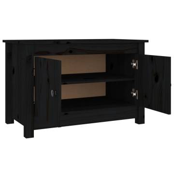 Elegant Black Shoe Cabinet - Solid Pine 70x38x45.5 cm