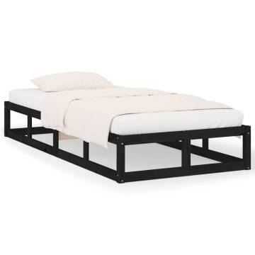 Black Bed Frame 75x190 cm Small Single - Solid Wood