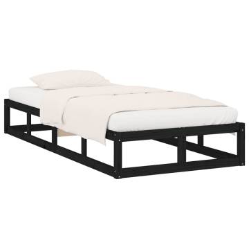 Black Bed Frame 75x190 cm Small Single - Solid Wood