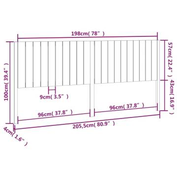 Honey Brown Solid Wood Bed Headboard - 205.5x4x100 cm