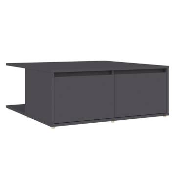 Stylish Grey Coffee Table 80x80 cm | Durable Engineered Wood