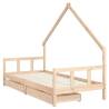 Kids Bed Frame with Drawers | Solid Pine 90x200 cm