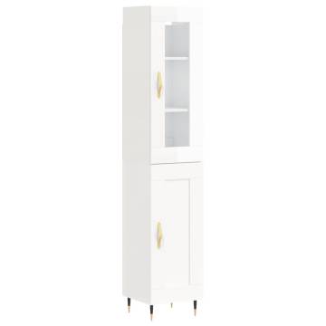 Stylish Highboard High Gloss White - 34.5x34x180 cm