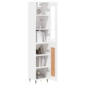 Stylish Highboard High Gloss White - 34.5x34x180 cm