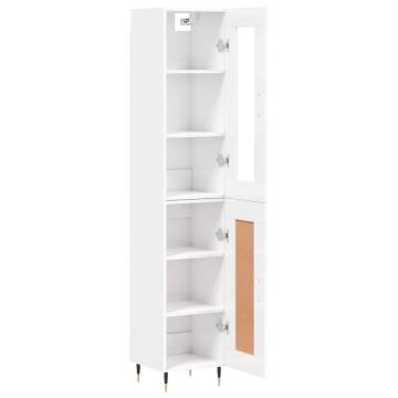 Stylish Highboard High Gloss White - 34.5x34x180 cm