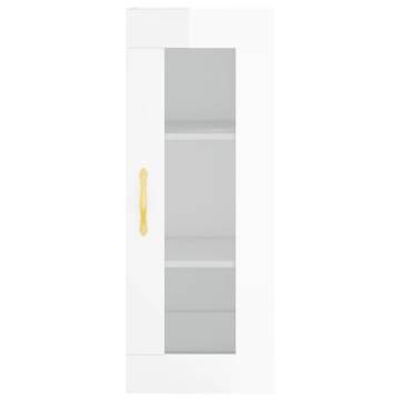 Stylish Highboard High Gloss White - 34.5x34x180 cm